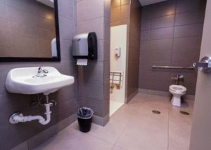 Commercial building - interior remodeling - pool area bathroom