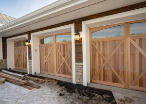 Five Car Garage with Wooden doors and Heated Floors