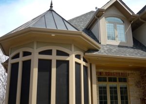 Custom built luxury home - sleeping porch with suspended roll-up porch bed