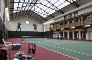 View of tennis courts in retreat building