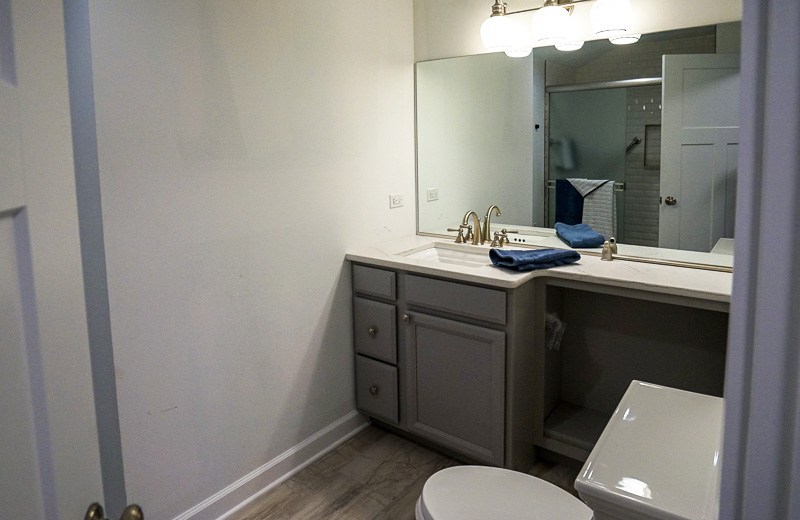 White accessible bathroom, sink area