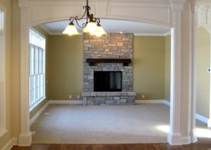 Living Room with Fireplace and Custom Millwork