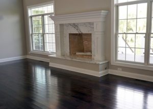 Custom built luxury home - living room fireplace, Lakewood, IL
