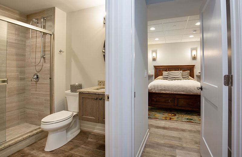 Custom Built Home - lower level bathroom and guest room , Medinah, IL