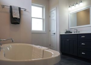 Custom built brick home - master bathroom,