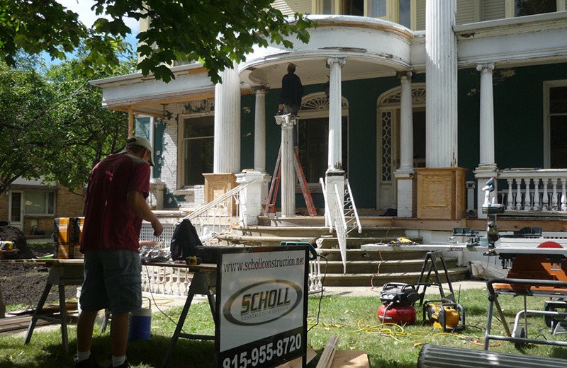 Historic exterior renovation during construction