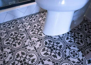 Floor tile in bathroom