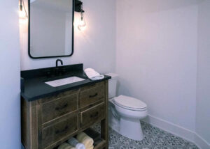 Powder room with tile floor