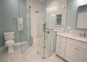 Zero step shower bathroom remodel