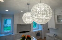 modern sphere lights in kitchen