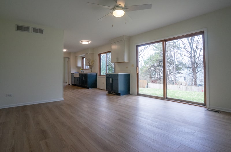 Refreshed flooring and paint in the family room