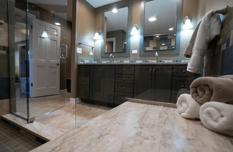 Master Bathroom Shower with Large Seat