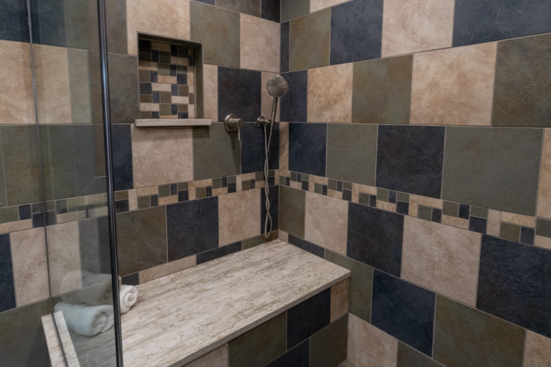 Master Bathroom Shower with Large Seat
