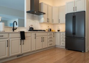 Repainted cabinets and new appliances